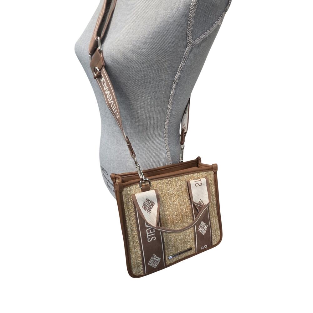 Steve Madden Straw Satchel Crossbody Neutral Woven Mini Bag Resort Chic - Picture 13 of 15